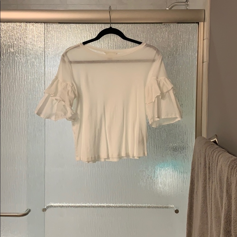 Ruffle sleeve H&M White T-shirt